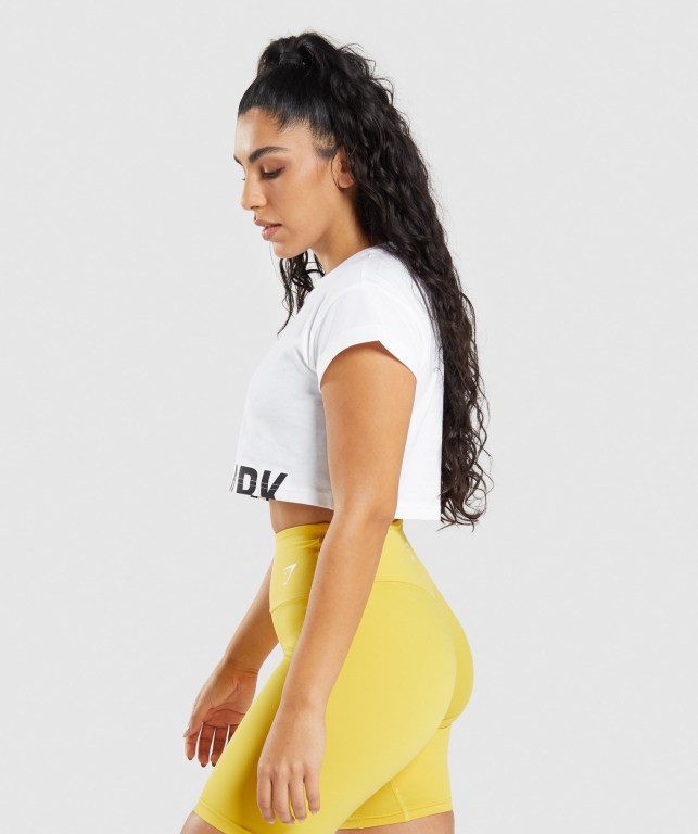 Sudaderas Gymshark Fraction Crop Top Blancas | 9IjkaCLSicm