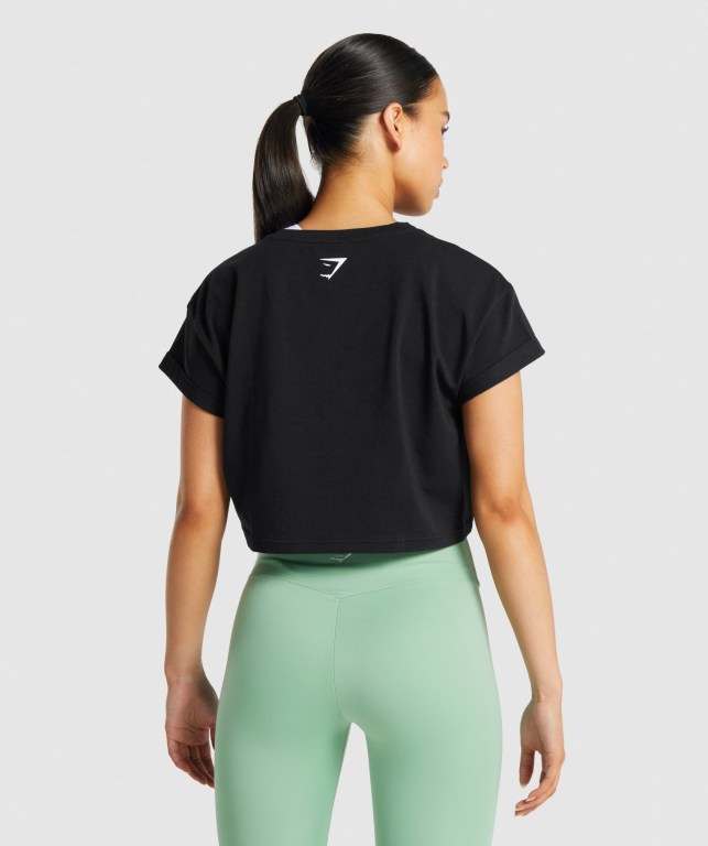 Sudaderas Gymshark Fraction Crop Top Negras | H2b3jyCdSF5