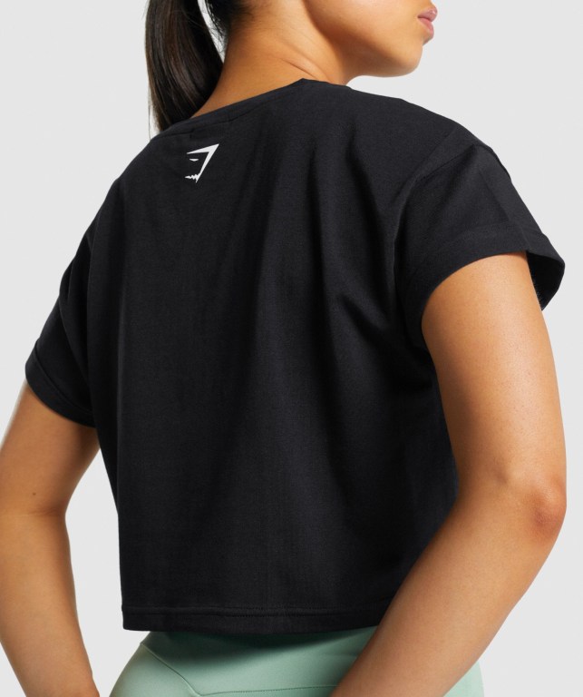 Sudaderas Gymshark Fraction Crop Top Negras | H2b3jyCdSF5