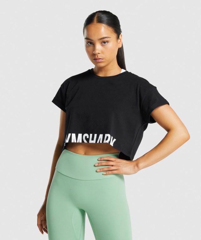 Sudaderas Gymshark Fraction Crop Top Negras | H2b3jyCdSF5