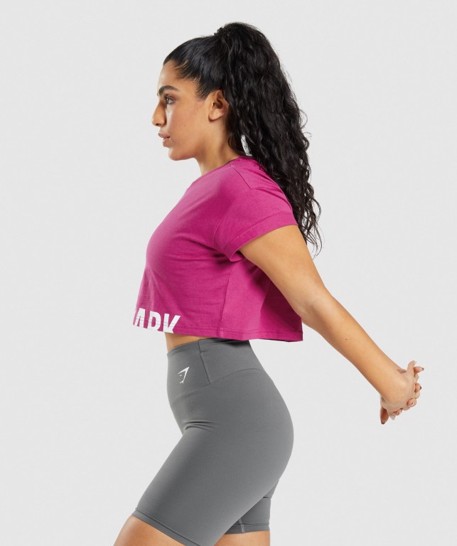 Sudaderas Gymshark Fraction Crop Top Rosas | 9jn7LbhEiMY