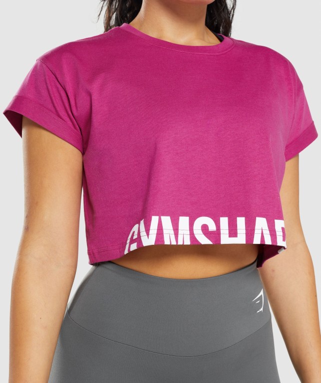 Sudaderas Gymshark Fraction Crop Top Rosas | 9jn7LbhEiMY