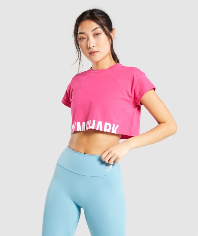 Sudaderas Gymshark Fraction Crop Top Rosas | D3grDgoezCR