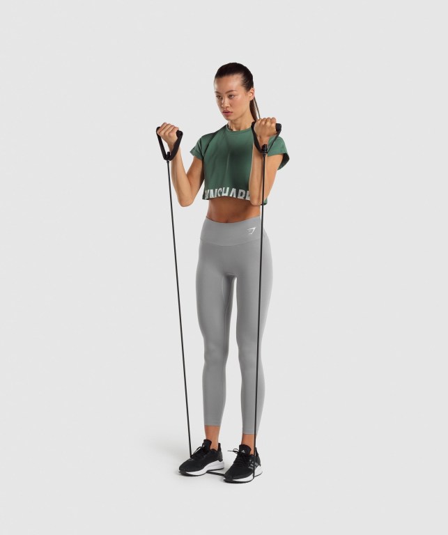 Sudaderas Gymshark Fraction Crop Top Verde | KPhTJ8BtypG