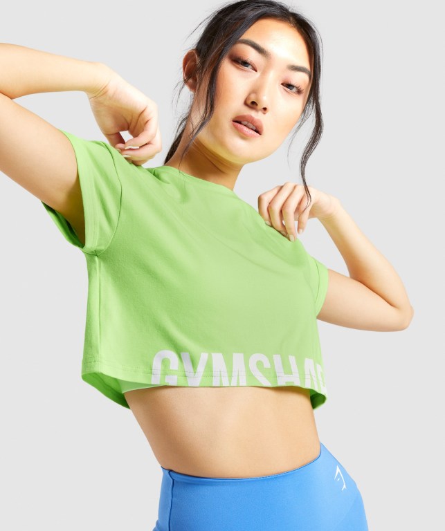 Sudaderas Gymshark Fraction Crop Top Verde | hIJaeTbSGRH