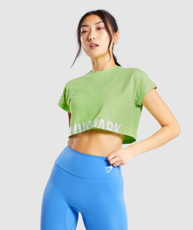 Sudaderas Gymshark Fraction Crop Top Verde | hIJaeTbSGRH