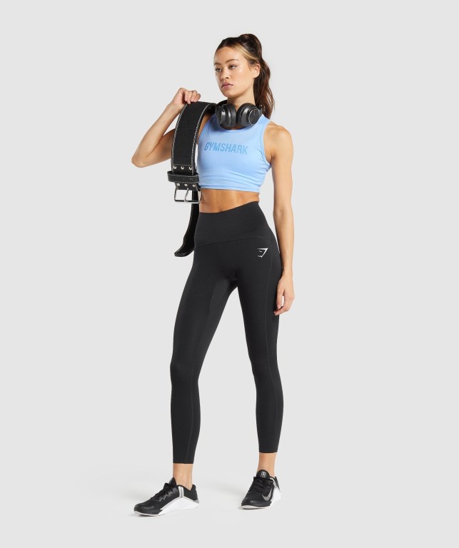 Sudaderas Gymshark GS Power Crop Top Azules | 8obVZ5TCysj