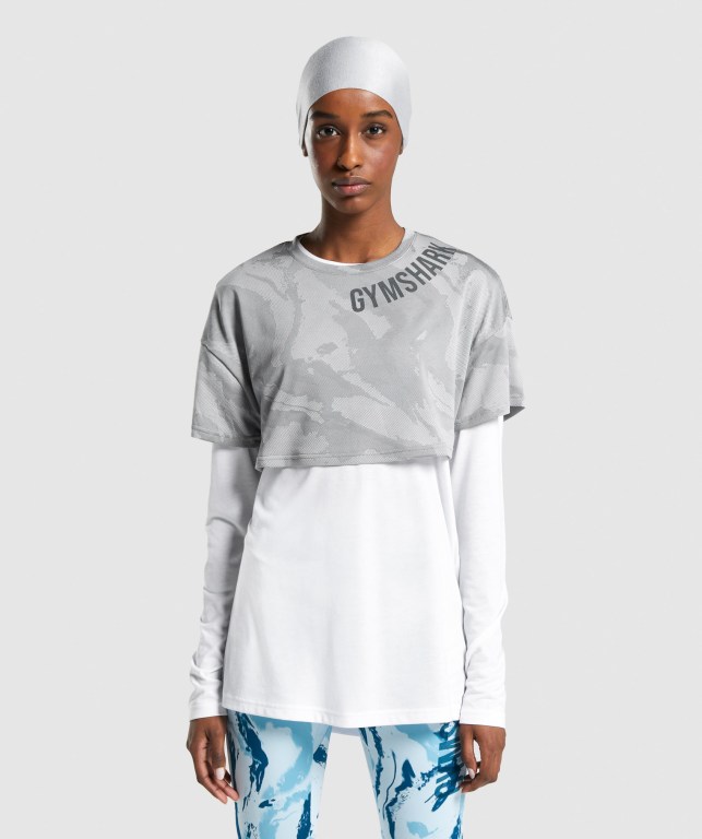 Sudaderas Gymshark GS Power Crop Top Gris | cKGZVcEUPjO