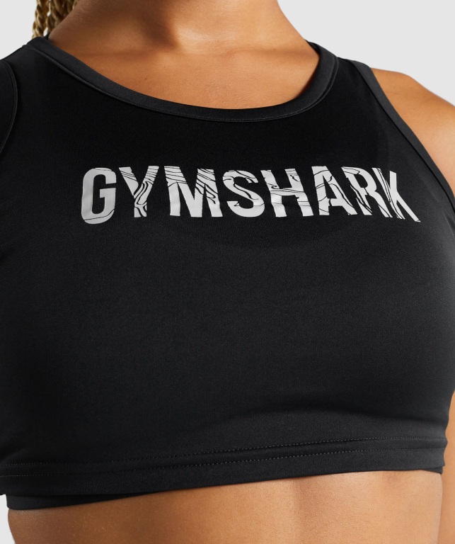 Sudaderas Gymshark GS Power Crop Top Negras | YTMnOY6F4mp