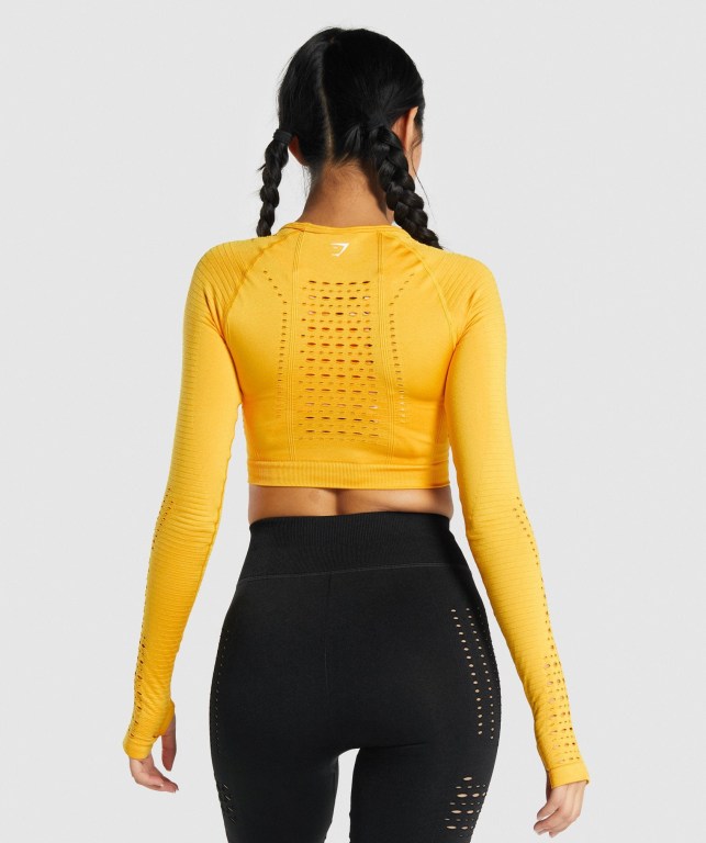 Sudaderas Gymshark Glow Seamless Crop Top Amarillo | u7roq21ISRG