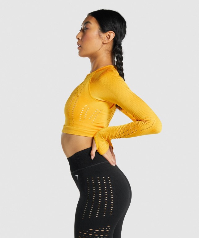 Sudaderas Gymshark Glow Seamless Crop Top Amarillo | u7roq21ISRG