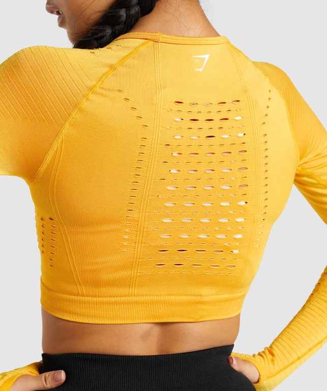 Sudaderas Gymshark Glow Seamless Crop Top Amarillo | u7roq21ISRG