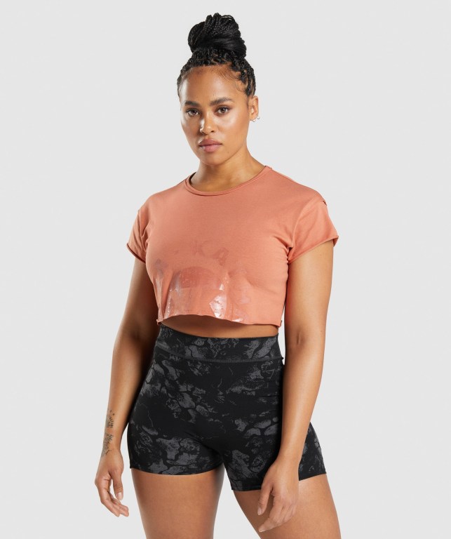 Sudaderas Gymshark KK Fit Raw Crop Top Naranjas | kXgiyeAQJeP