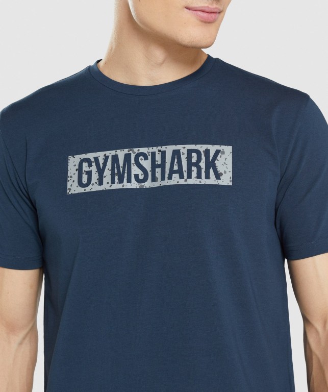 Sudaderas Gymshark Micro Print Block Infill Azul Marino | 1RBdVYPs3aK