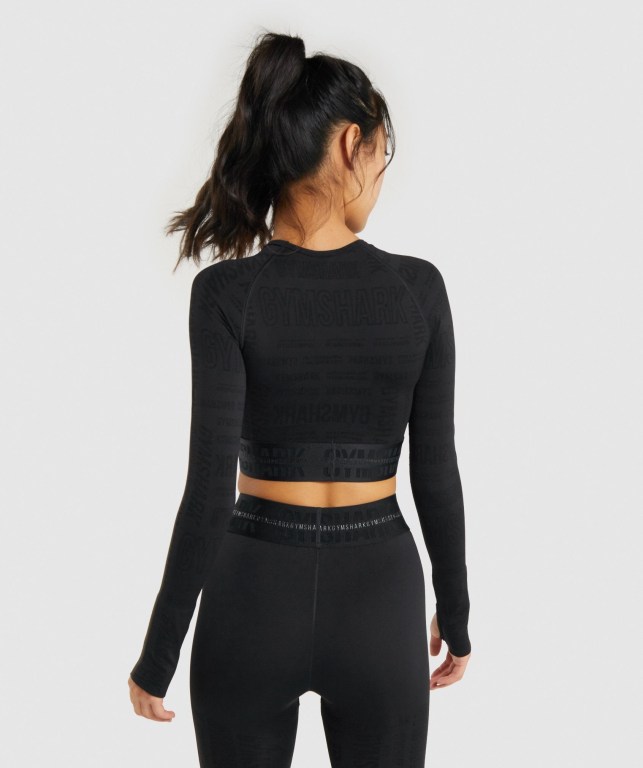 Sudaderas Gymshark Vision Crop Top Negras | kW63NEzDhgU