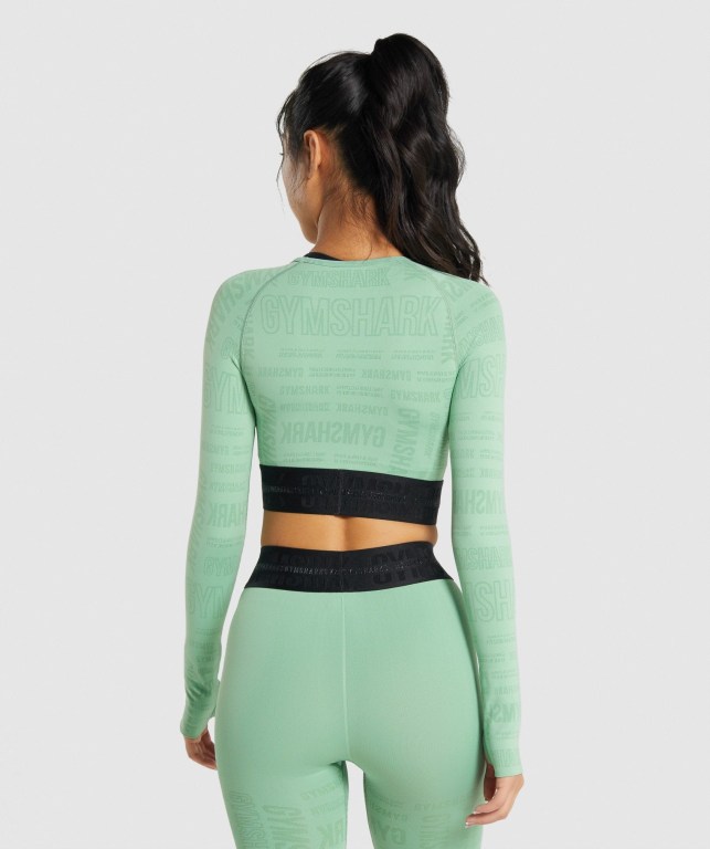 Sudaderas Gymshark Vision Crop Top Verde | Sn8CLunnfZX