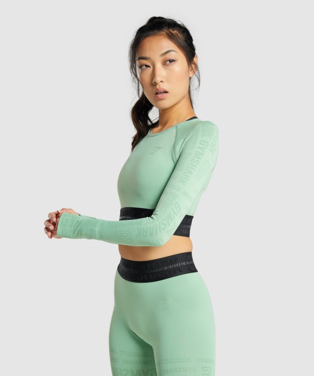 Sudaderas Gymshark Vision Crop Top Verde | Sn8CLunnfZX