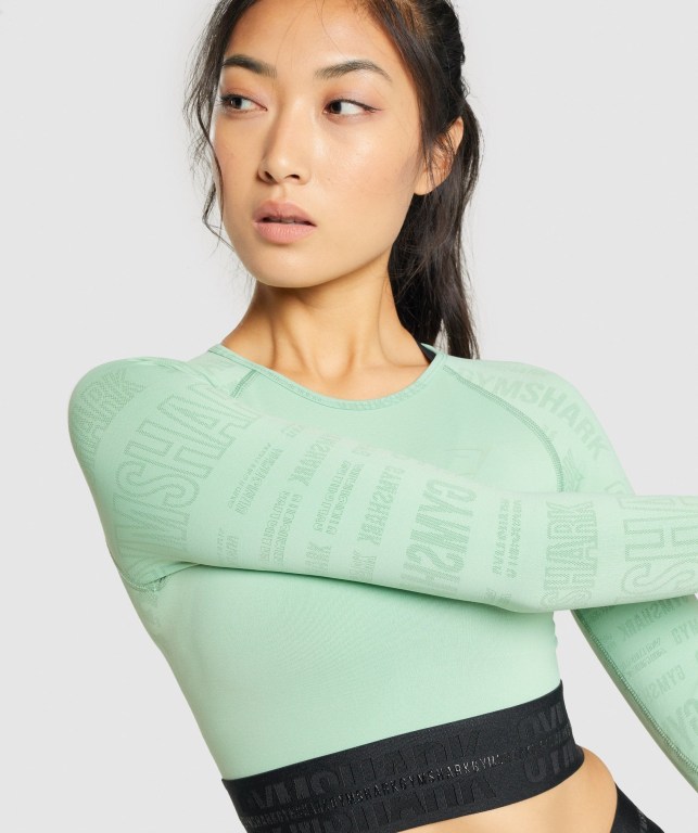 Sudaderas Gymshark Vision Crop Top Verde | Sn8CLunnfZX