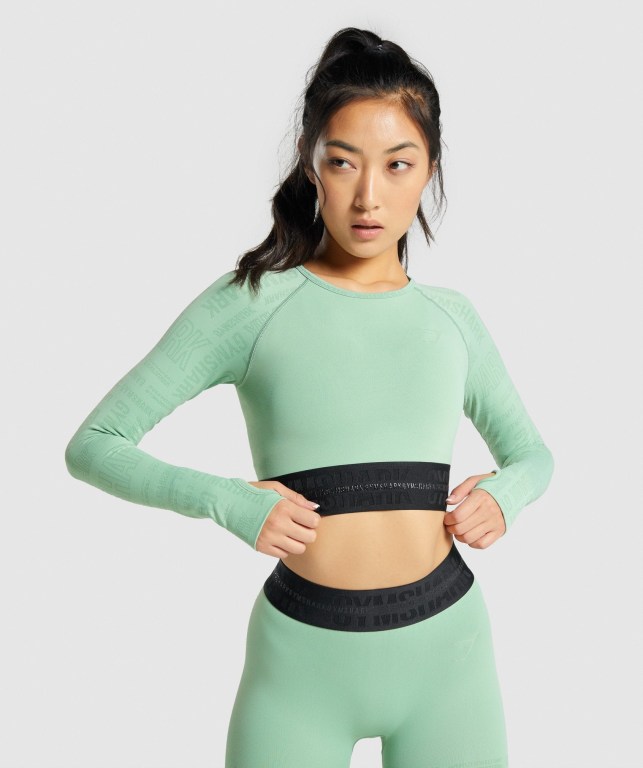 Sudaderas Gymshark Vision Crop Top Verde | TXRb1sdiL23