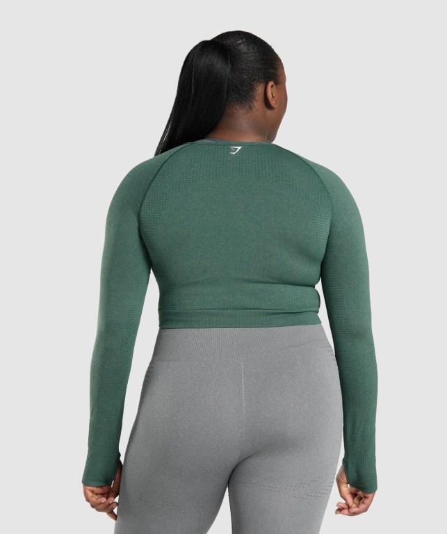 Sudaderas Gymshark Vital Seamless 2.0 Crop Top Verde Oscuro | 1UKOmrqBi4v