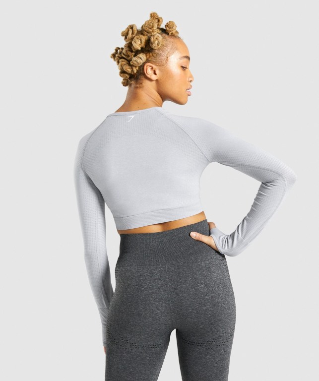 Sudaderas Gymshark Vital Seamless 2.0 Crop Top Gris Claro | 98lTRJG3B6r