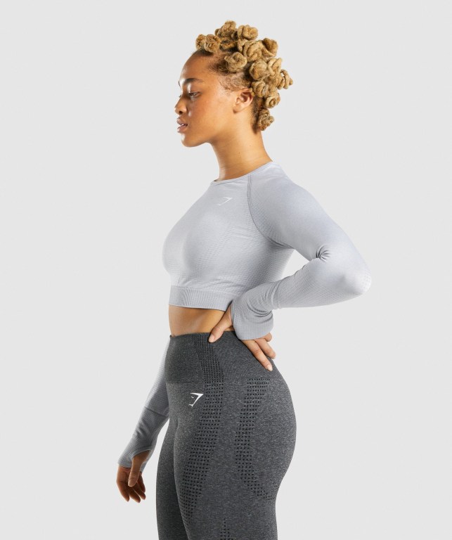 Sudaderas Gymshark Vital Seamless 2.0 Crop Top Gris Claro | 98lTRJG3B6r