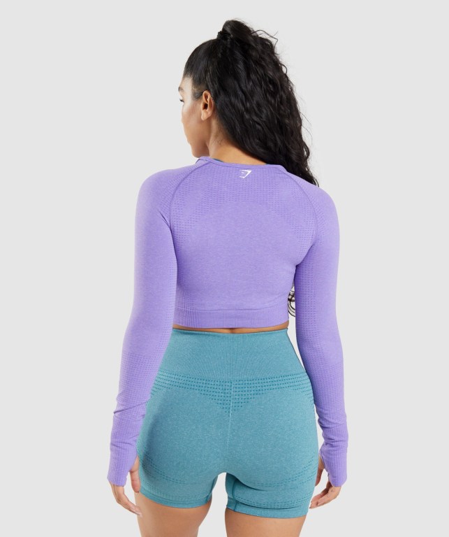 Sudaderas Gymshark Vital Seamless 2.0 Crop Top Moradas Claro | F9B7prw5MIg