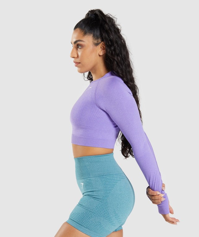 Sudaderas Gymshark Vital Seamless 2.0 Crop Top Moradas Claro | F9B7prw5MIg