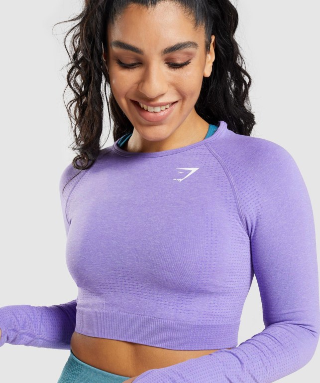 Sudaderas Gymshark Vital Seamless 2.0 Crop Top Moradas Claro | F9B7prw5MIg