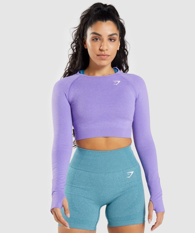 Sudaderas Gymshark Vital Seamless 2.0 Crop Top Moradas Claro | F9B7prw5MIg