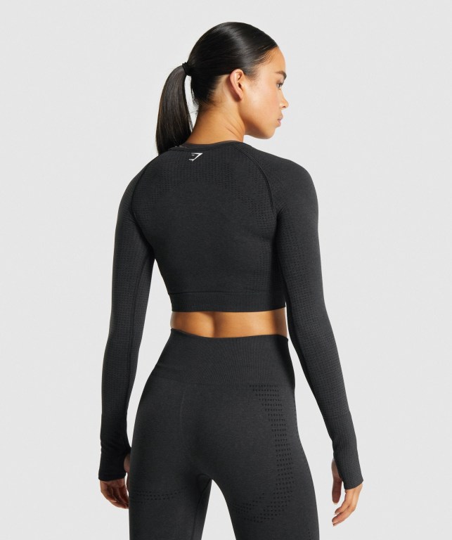 Sudaderas Gymshark Vital Seamless 2.0 Crop Top Negras | XCujC5mBHz7