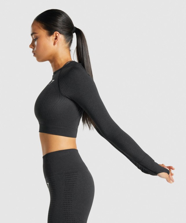 Sudaderas Gymshark Vital Seamless 2.0 Crop Top Negras | XCujC5mBHz7