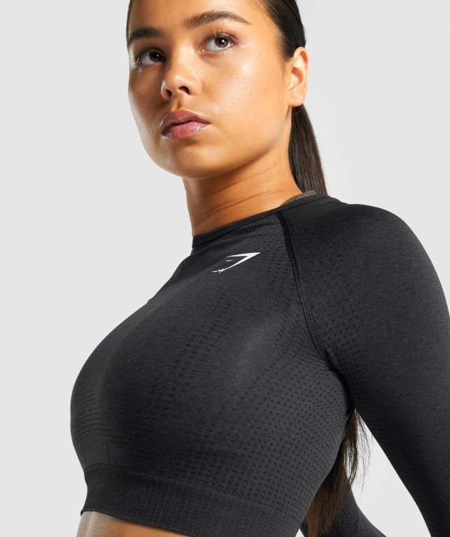 Sudaderas Gymshark Vital Seamless 2.0 Crop Top Negras | XCujC5mBHz7