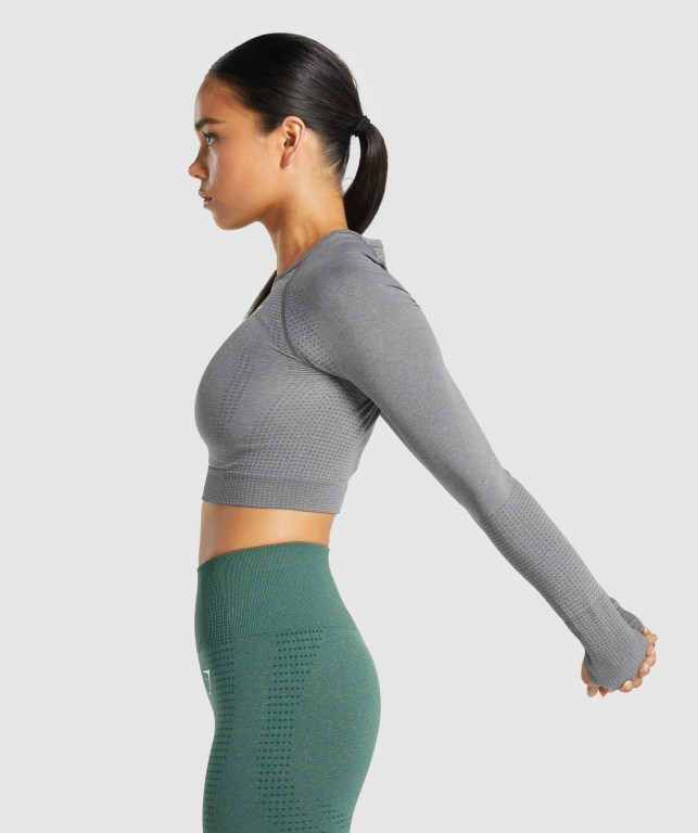 Sudaderas Gymshark Vital Seamless 2.0 Crop Top Gris | iOOvUE4bEJV