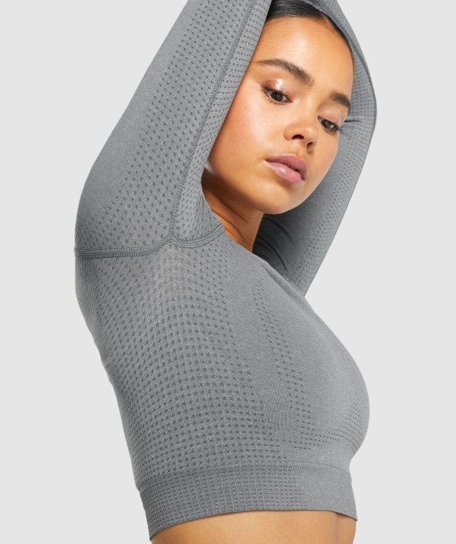 Sudaderas Gymshark Vital Seamless 2.0 Crop Top Gris | iOOvUE4bEJV