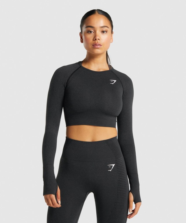 Sudaderas Gymshark Vital Seamless 2.0 Crop Top Negras | skYGHOJzlde