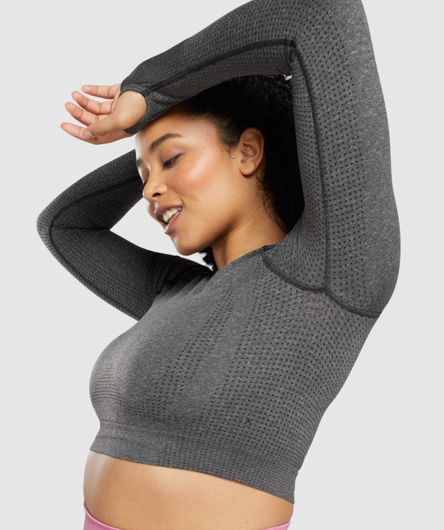 Sudaderas Gymshark Vital Seamless 2.0 Crop Top Gris | xNBZDz5fEw5