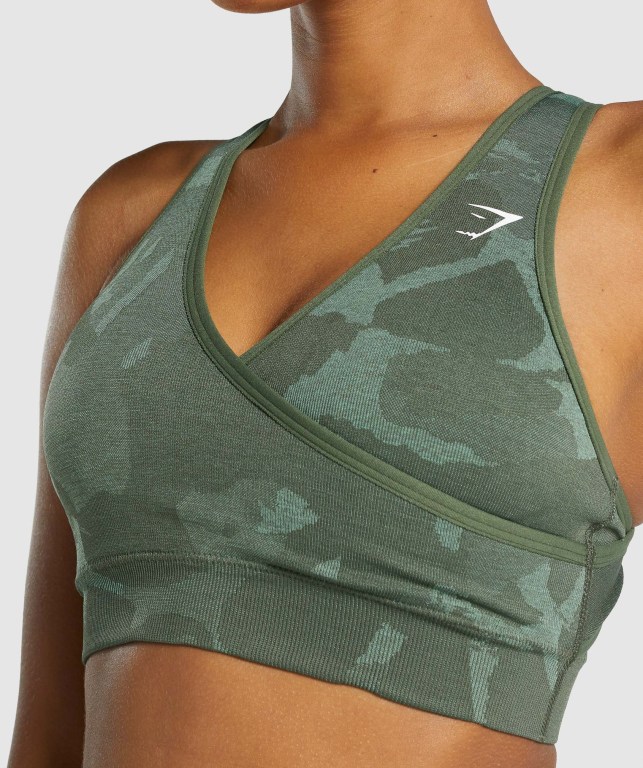 Sujetadores Deportivos Gymshark Adapt Camo Seamless Sports Bra Verde | 68UiZ75HoVT