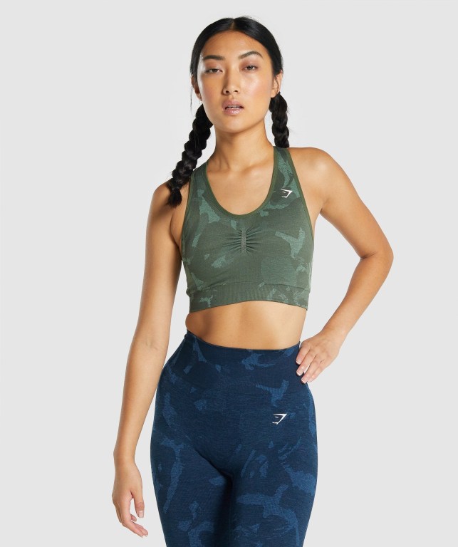 Sujetadores Deportivos Gymshark Adapt Camo Seamless Racer Back Sports Bra Verde | zJHp97VTMe8