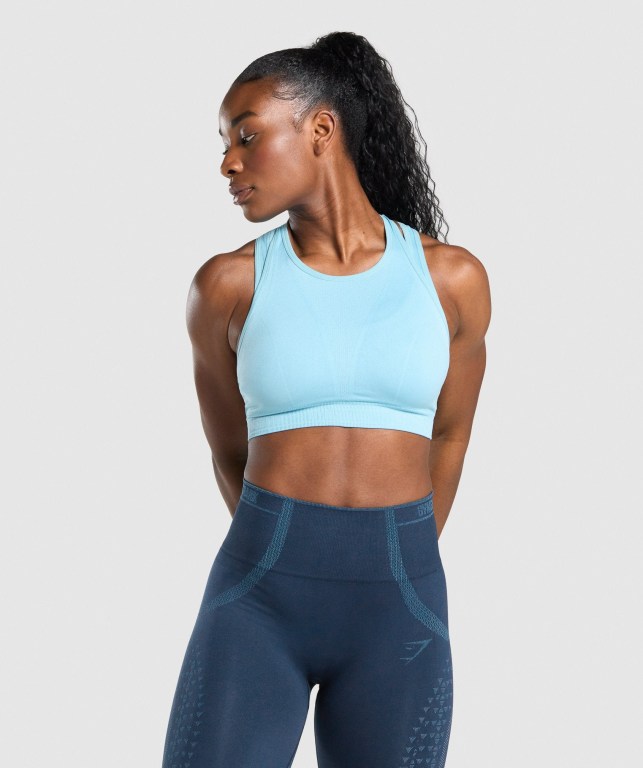 Sujetadores Deportivos Gymshark Apex Seamless Sports Bra Azules Claro | odpkoXMDJVe