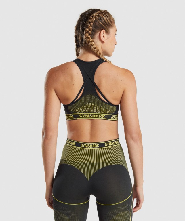 Sujetadores Deportivos Gymshark Apex Seamless Sports Bra Negras Amarillo | wqf5h9z2gLr