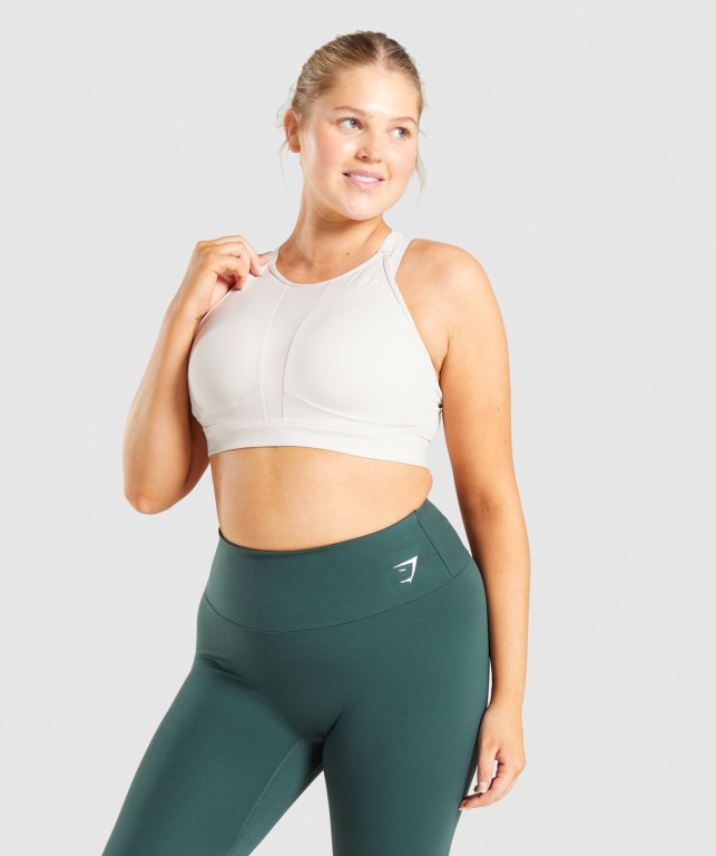 Sujetadores Deportivos Gymshark Mesh Neckline Entrenamiento Sports Bra Creme | 5XIzu2JpwUE