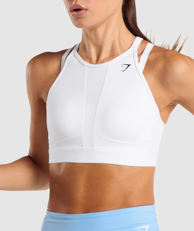 Sujetadores Deportivos Gymshark Mesh Neckline Entrenamiento Sports Bra Blancas | GyYYvz14FGA