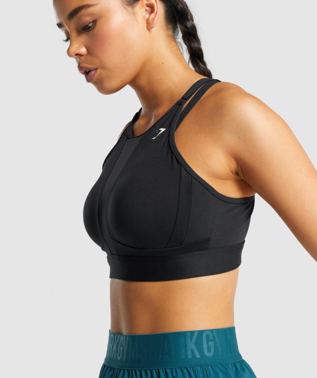 Sujetadores Deportivos Gymshark Mesh Neckline Entrenamiento Sports Bra Negras | WMeDfd6oAs3