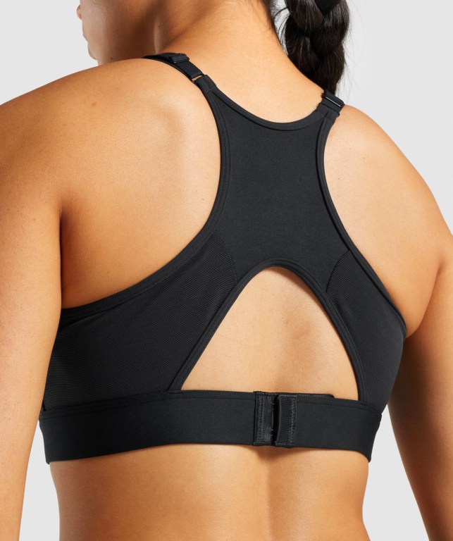 Sujetadores Deportivos Gymshark Mesh Neckline Entrenamiento Sports Bra Negras | WMeDfd6oAs3