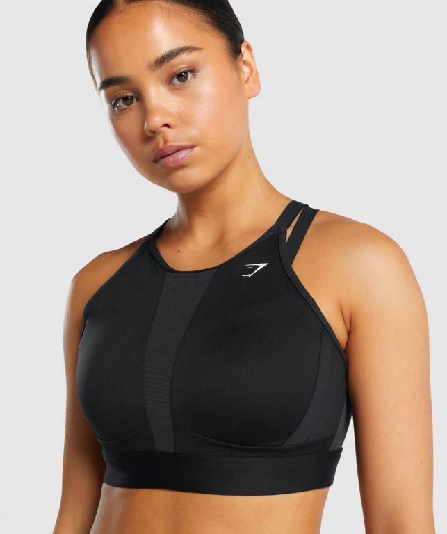 Sujetadores Deportivos Gymshark Mesh Neckline Entrenamiento Sports Bra Negras | WMeDfd6oAs3