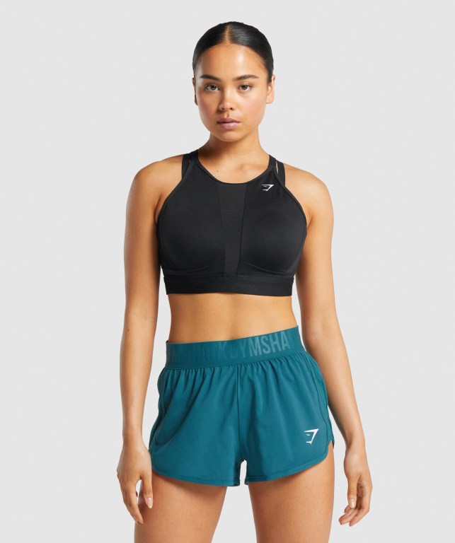 Sujetadores Deportivos Gymshark Mesh Neckline Entrenamiento Sports Bra Negras | WMeDfd6oAs3