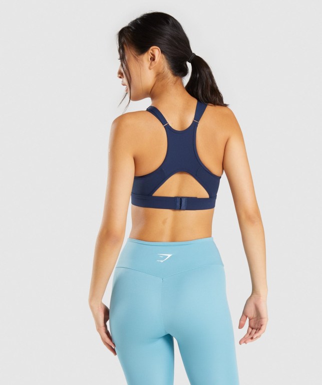 Sujetadores Deportivos Gymshark Mesh Neckline Entrenamiento Sports Bra Azul Marino | fMoFWU1Thj8