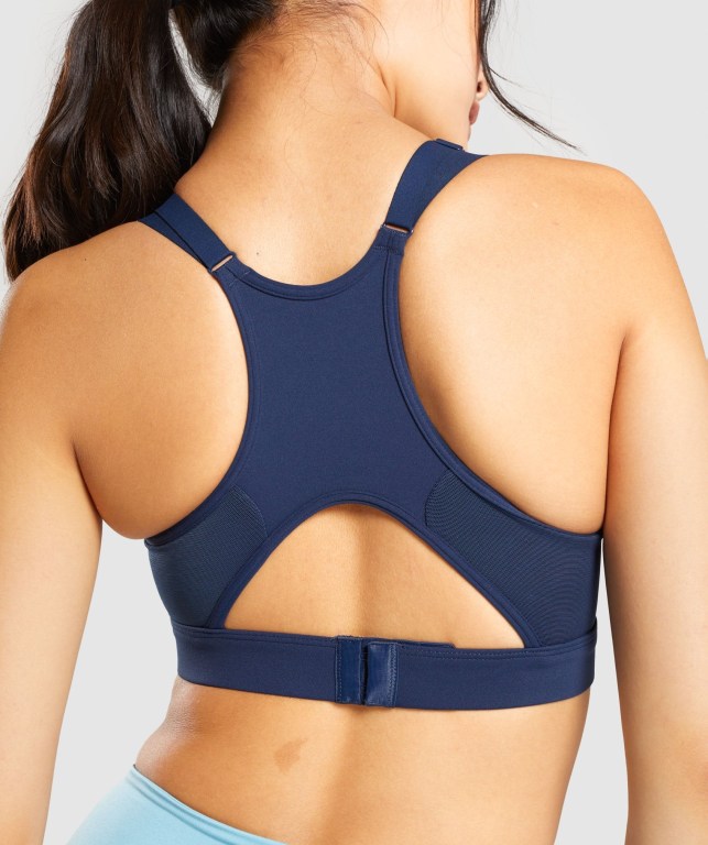 Sujetadores Deportivos Gymshark Mesh Neckline Entrenamiento Sports Bra Azul Marino | fMoFWU1Thj8