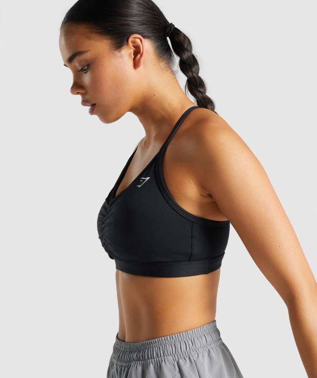 Sujetadores Deportivos Gymshark Ruched Entrenamiento Sports Bra Negras | YKByiQmSD76